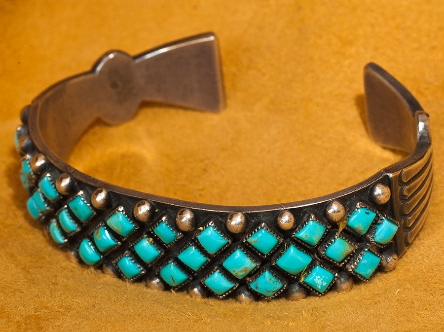 David Lister 1930's Vintage Design Silver and Turquoise Bracelet